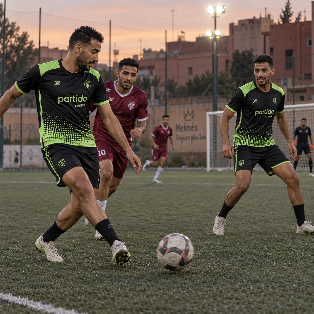 Teammates passing the ball during a match